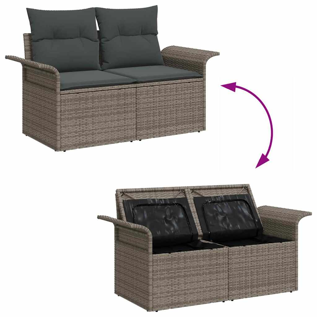 vidaXL Zestaw Sof na Ogród z przechowywaniem 7 pcs Szary polirattan