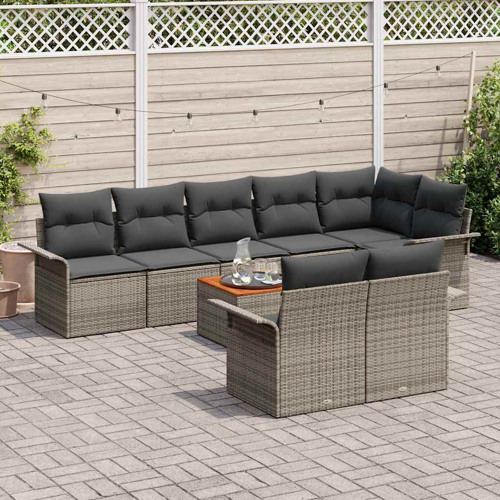 vidaXL Zestaw Sof na Ogród z przechowywaniem 9 pcs Szary polirattan