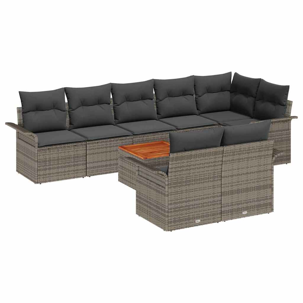 vidaXL Zestaw Sof na Ogród z przechowywaniem 9 pcs Szary polirattan