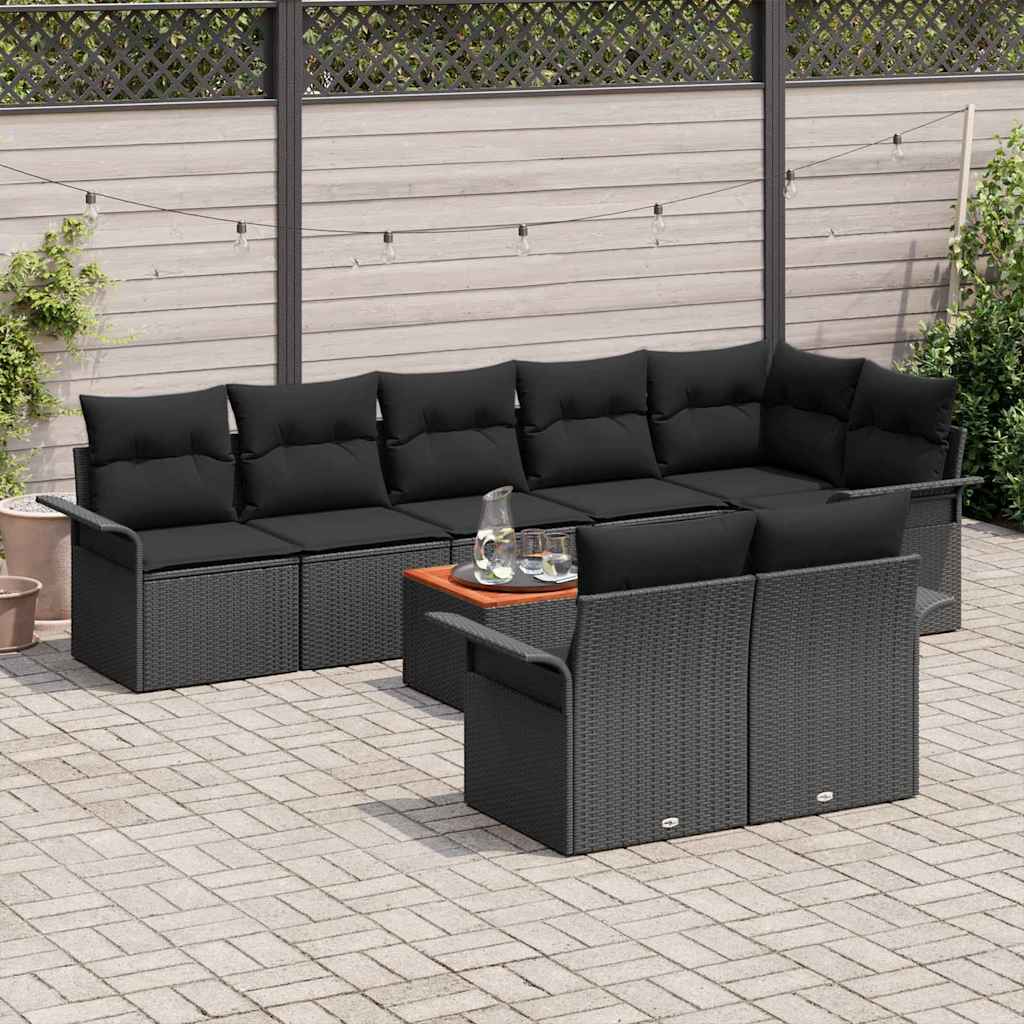 vidaXL Zestaw Sof na Ogród z przechowywaniem 9 pcs Czarny polirattan