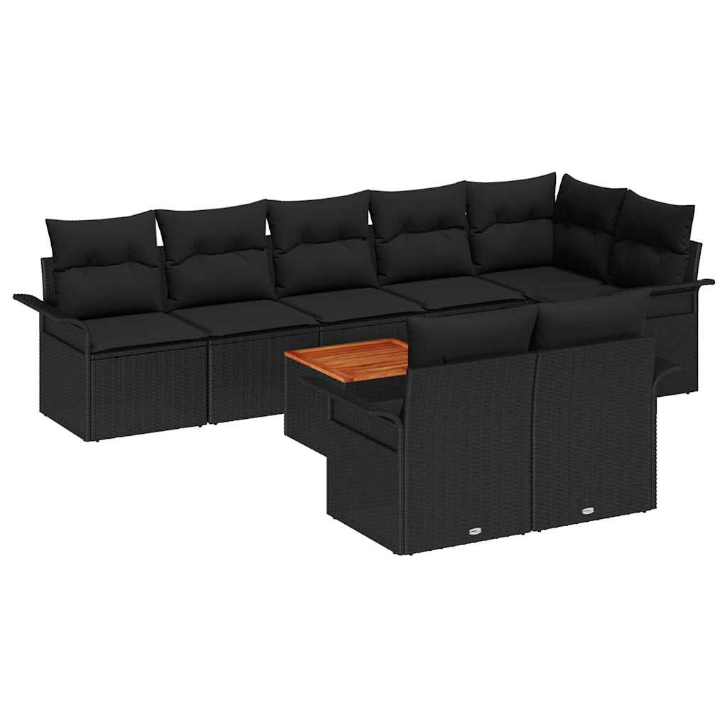 vidaXL Zestaw Sof na Ogród z przechowywaniem 9 pcs Czarny polirattan