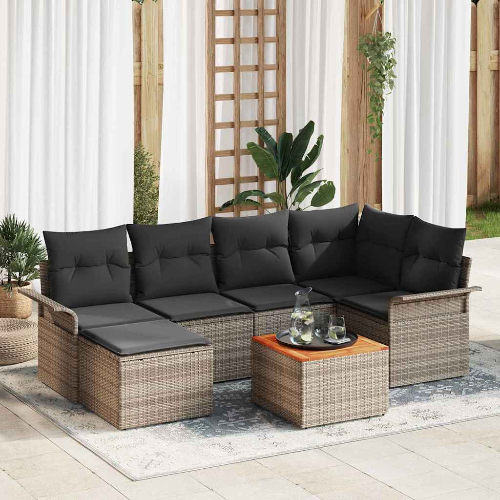 vidaXL Zestaw Sof na Ogród z przechowywaniem 7 pcs Szary polirattan