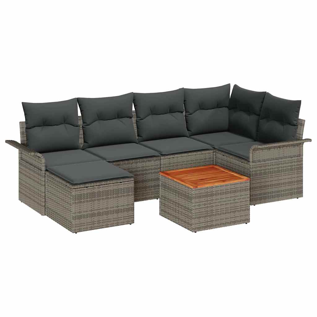 vidaXL Zestaw Sof na Ogród z przechowywaniem 7 pcs Szary polirattan