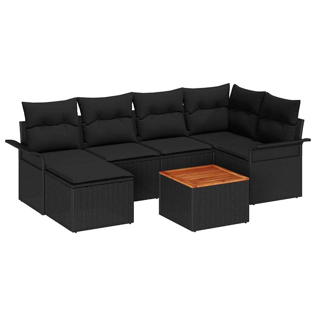 vidaXL Zestaw Sof na Ogród z przechowywaniem 7 pcs Czarny polirattan
