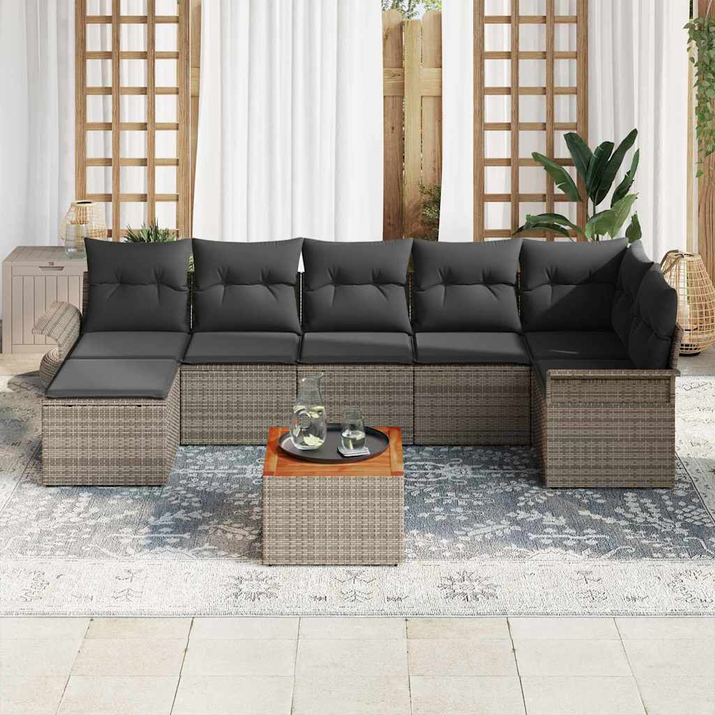 vidaXL Zestaw Sof na Ogród z przechowywaniem 8 pcs Szary polirattan