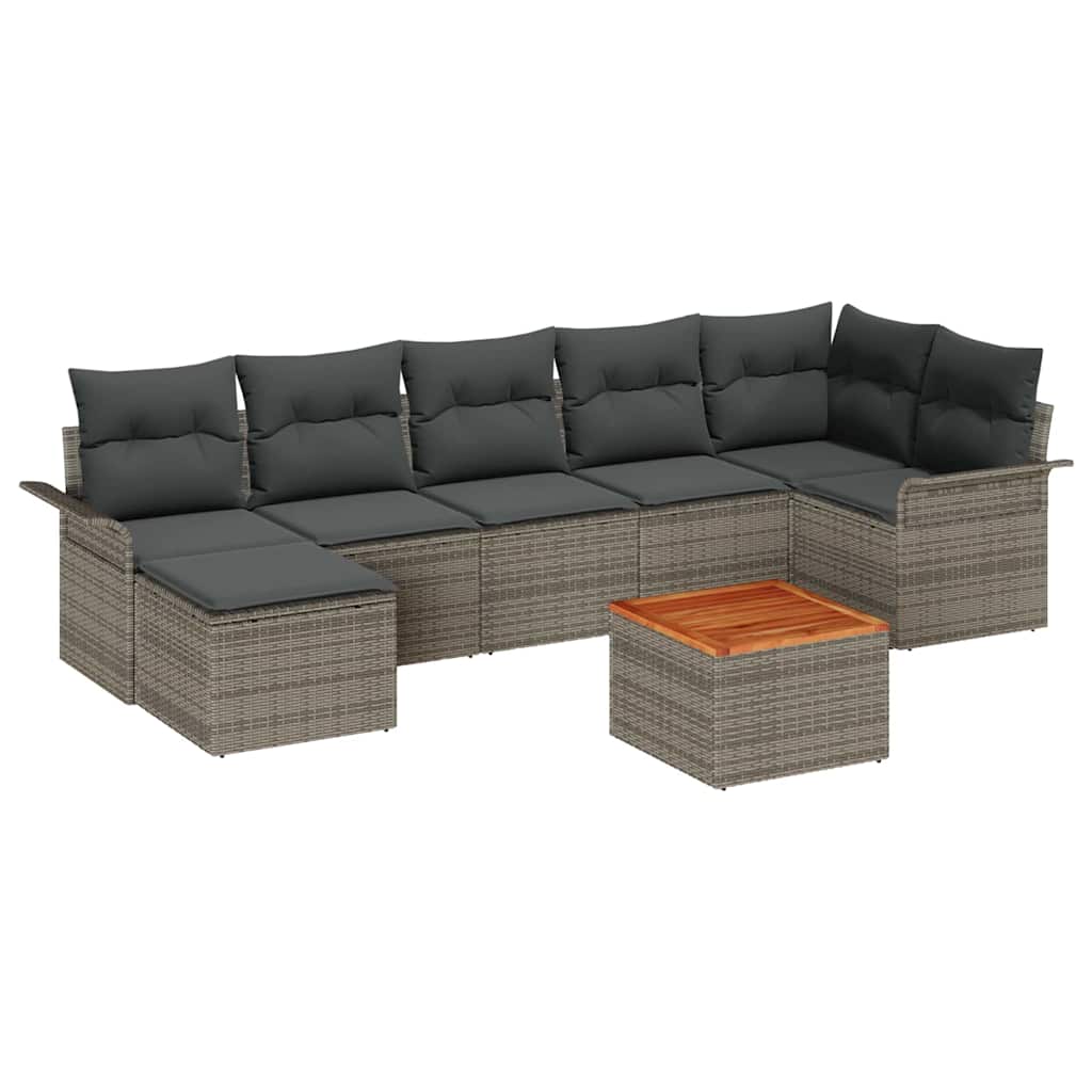 vidaXL Zestaw Sof na Ogród z przechowywaniem 8 pcs Szary polirattan