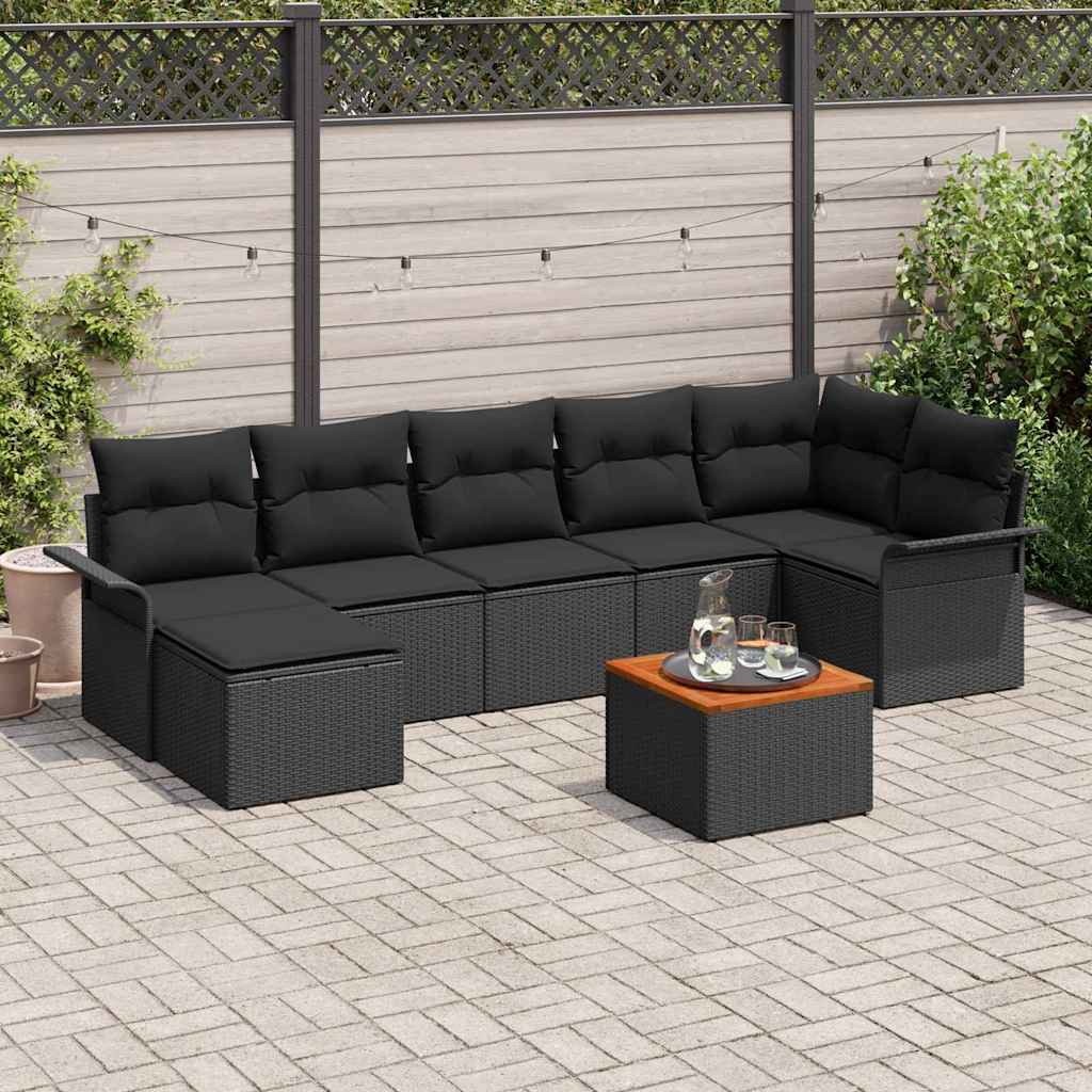vidaXL Zestaw Sof na Ogród z przechowywaniem 8 pcs Czarny polirattan