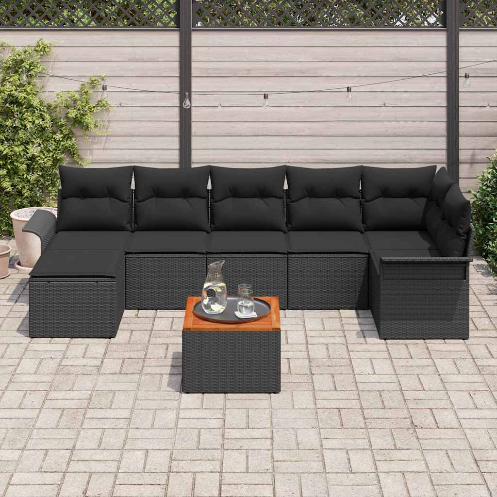 vidaXL Zestaw Sof na Ogród z przechowywaniem 8 pcs Czarny polirattan