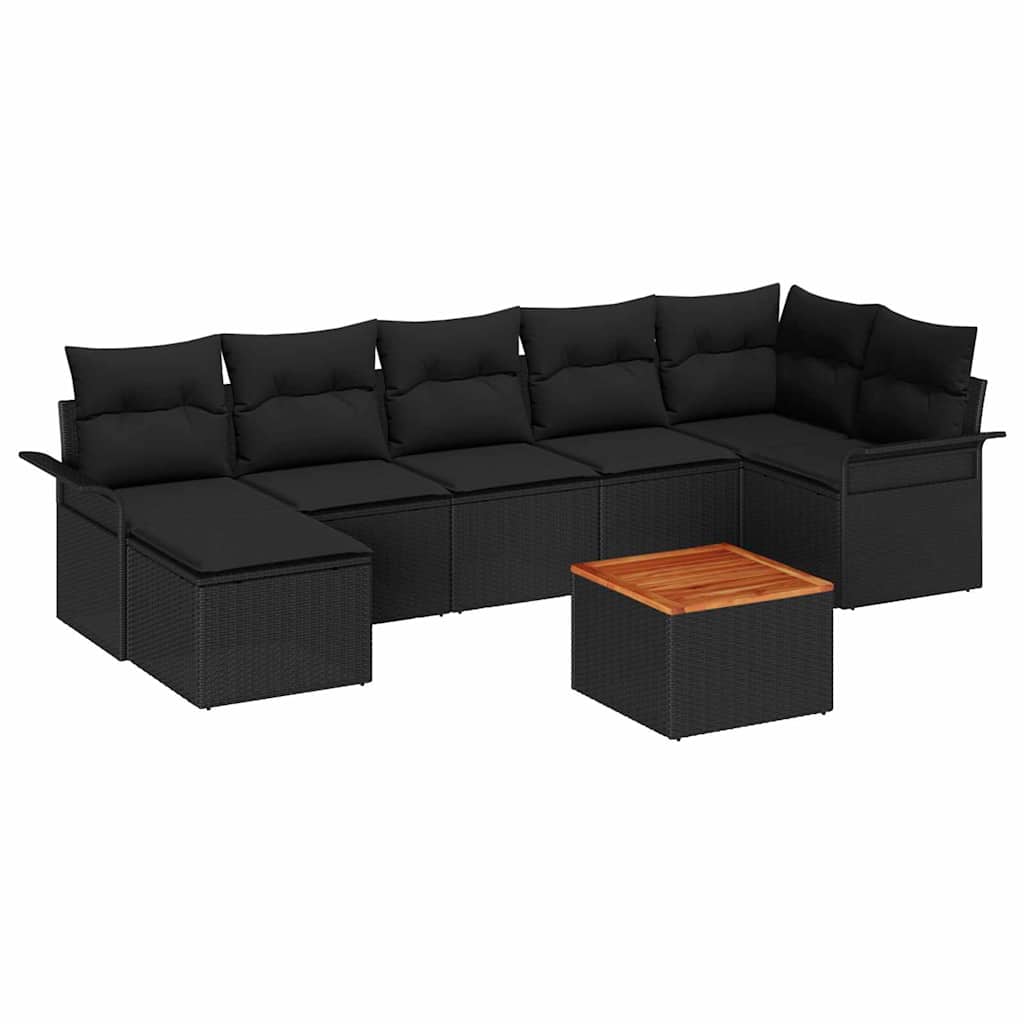 vidaXL Zestaw Sof na Ogród z przechowywaniem 8 pcs Czarny polirattan