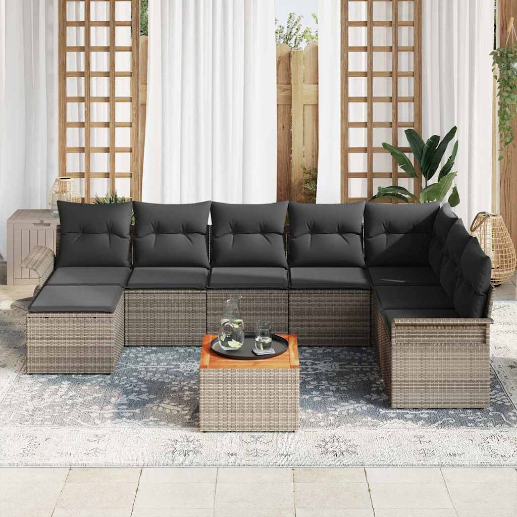 vidaXL Zestaw Sof na Ogród z przechowywaniem 9 pcs Szary polirattan