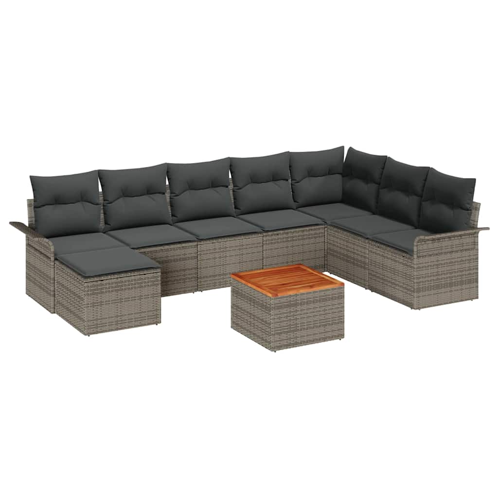 vidaXL Zestaw Sof na Ogród z przechowywaniem 9 pcs Szary polirattan