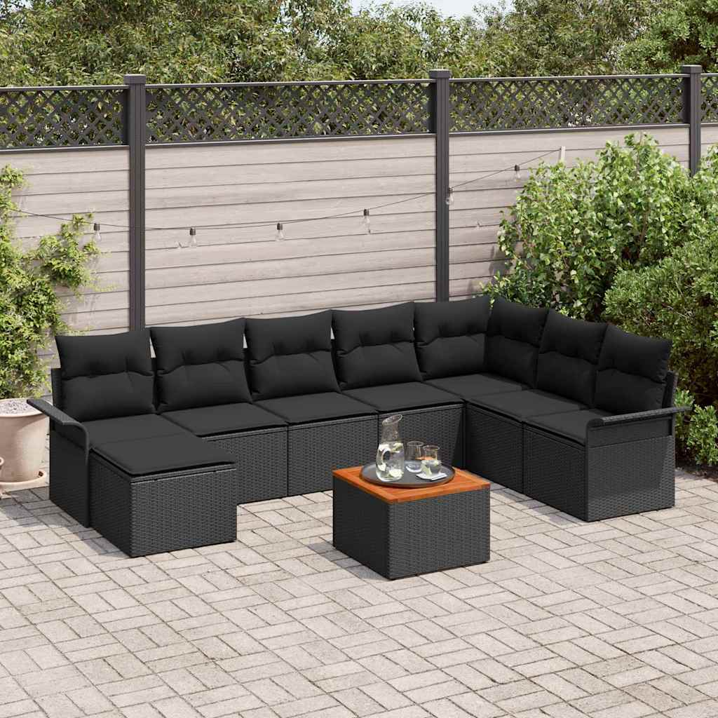 vidaXL Zestaw Sof na Ogród z przechowywaniem 9 pcs Czarny polirattan