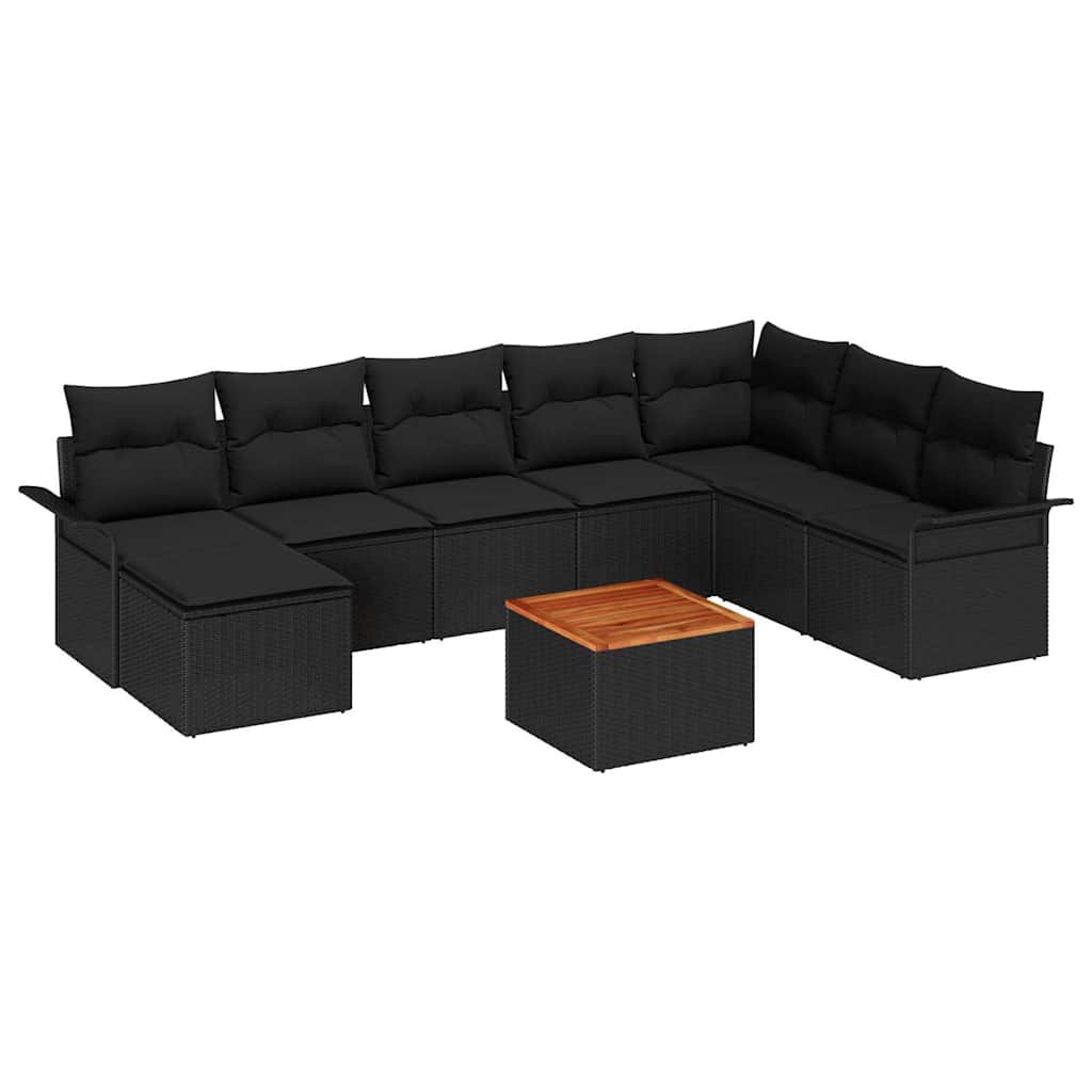 vidaXL Zestaw Sof na Ogród z przechowywaniem 9 pcs Czarny polirattan