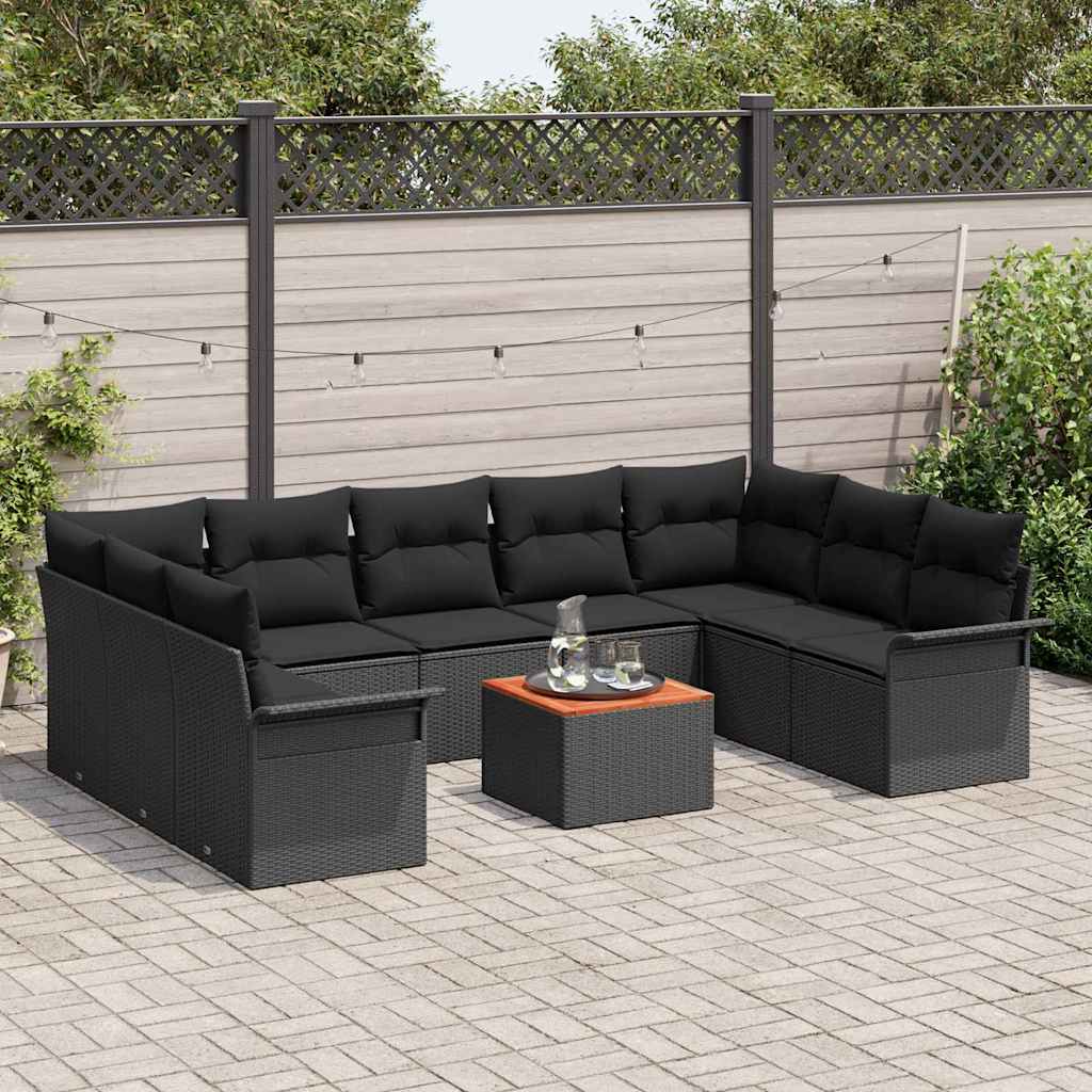 vidaXL Zestaw Sof na Ogród z przechowywaniem 10 pcs Czarny polirattan