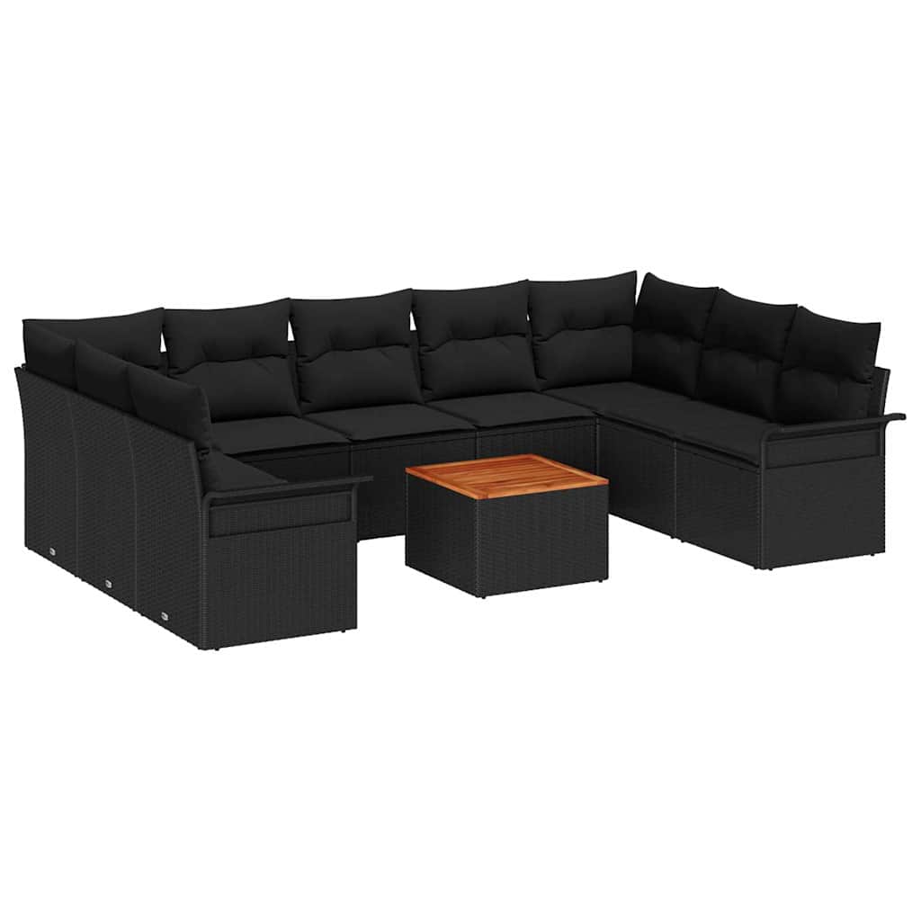 vidaXL Zestaw Sof na Ogród z przechowywaniem 10 pcs Czarny polirattan