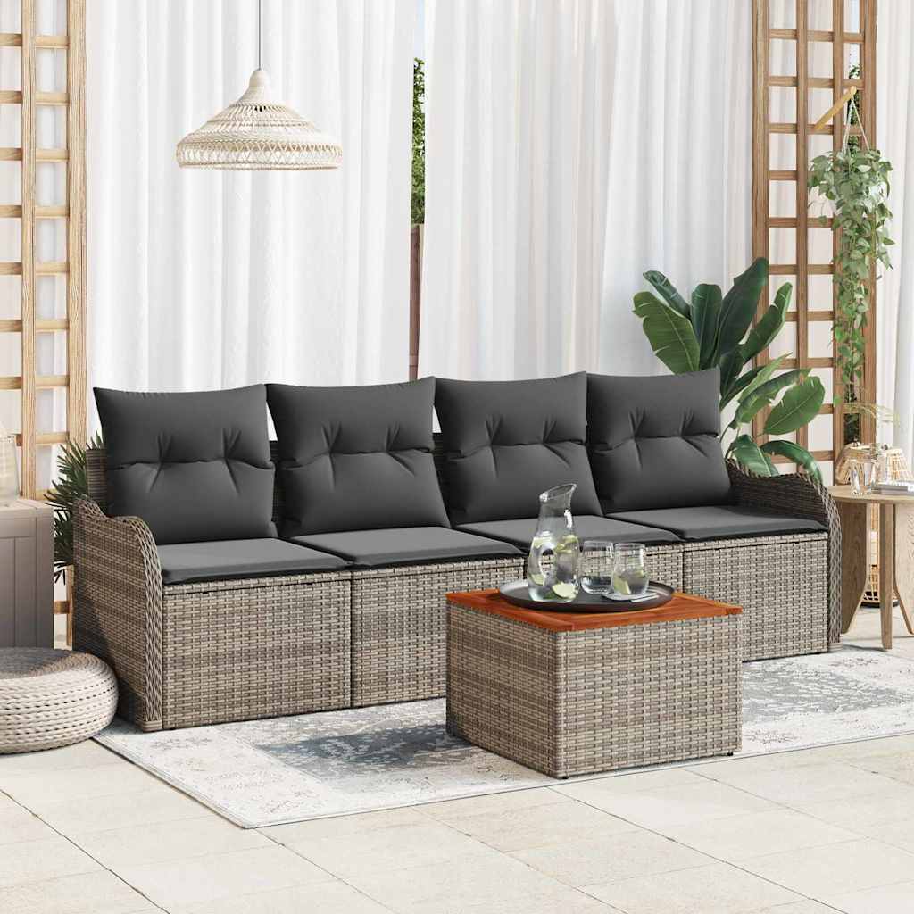 vidaXL Zestaw Sof na Ogród z przechowywaniem 5 pcs Szary polirattan
