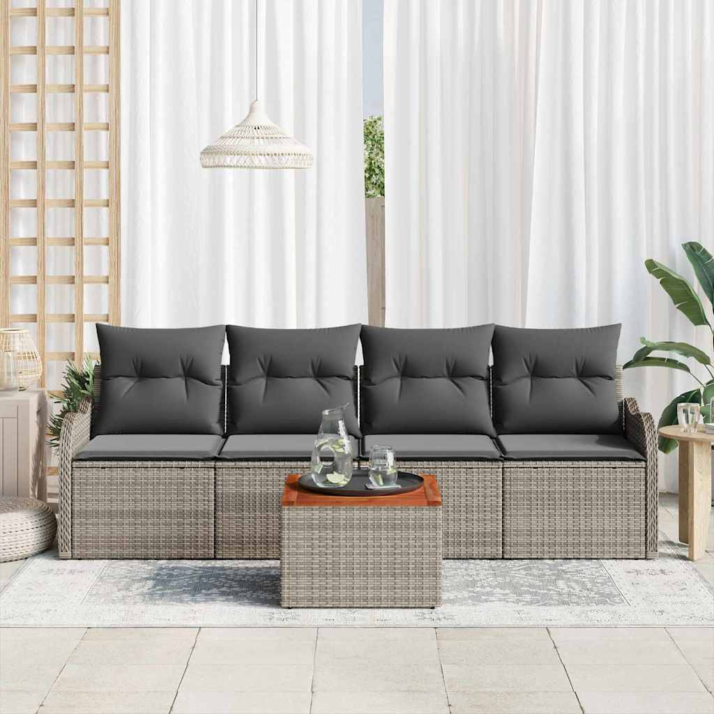vidaXL Zestaw Sof na Ogród z przechowywaniem 5 pcs Szary polirattan