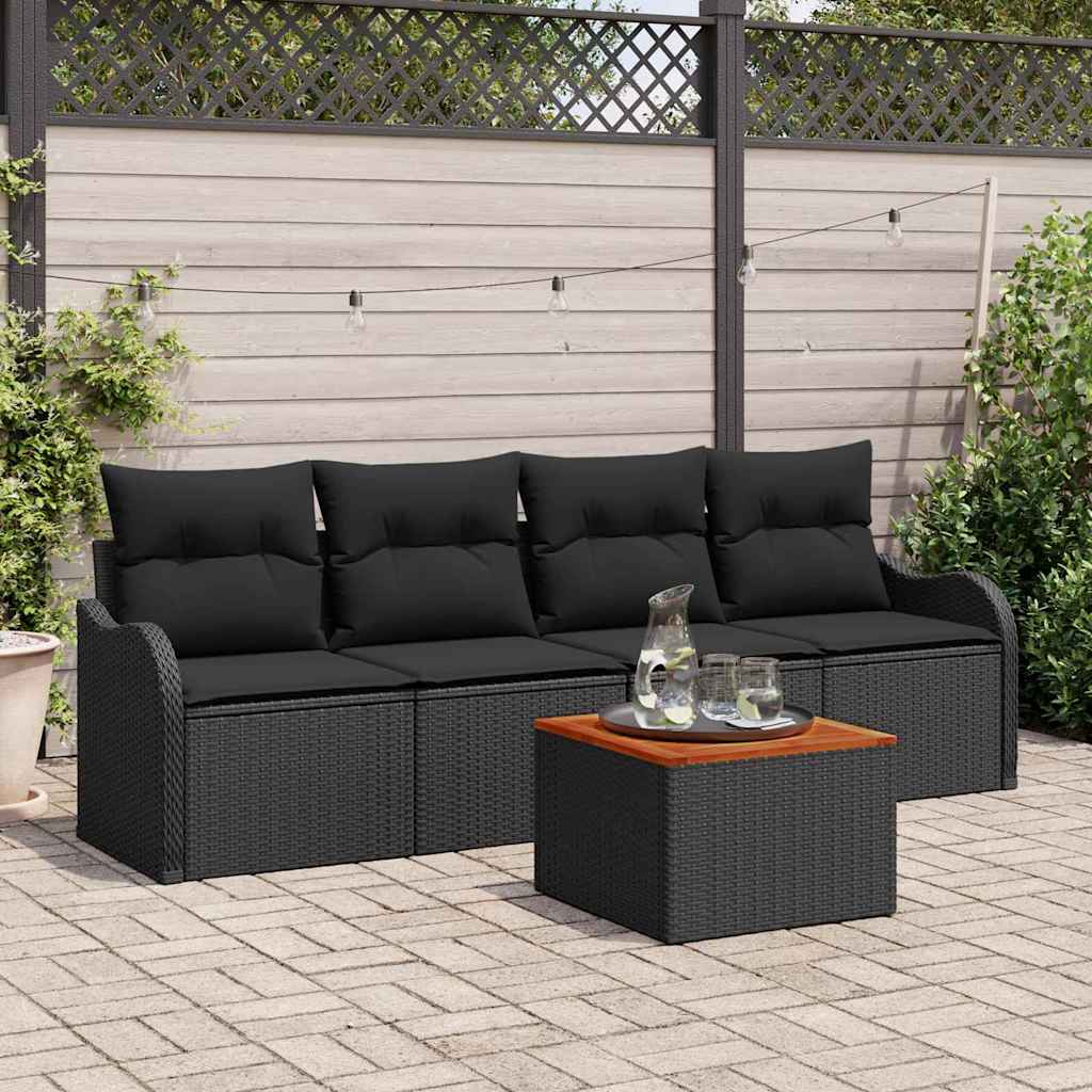 vidaXL Zestaw Sof na Ogród z przechowywaniem 5 pcs Czarny polirattan