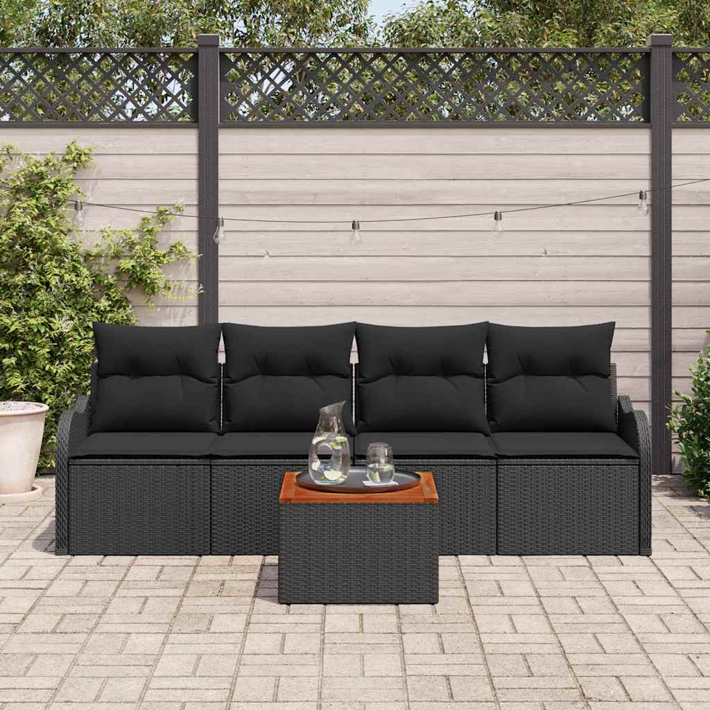 vidaXL Zestaw Sof na Ogród z przechowywaniem 5 pcs Czarny polirattan