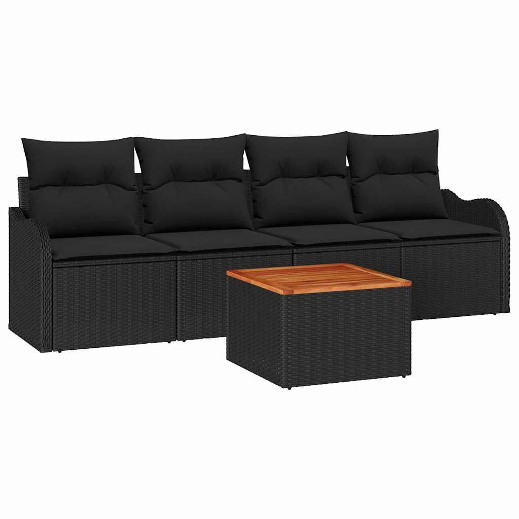 vidaXL Zestaw Sof na Ogród z przechowywaniem 5 pcs Czarny polirattan