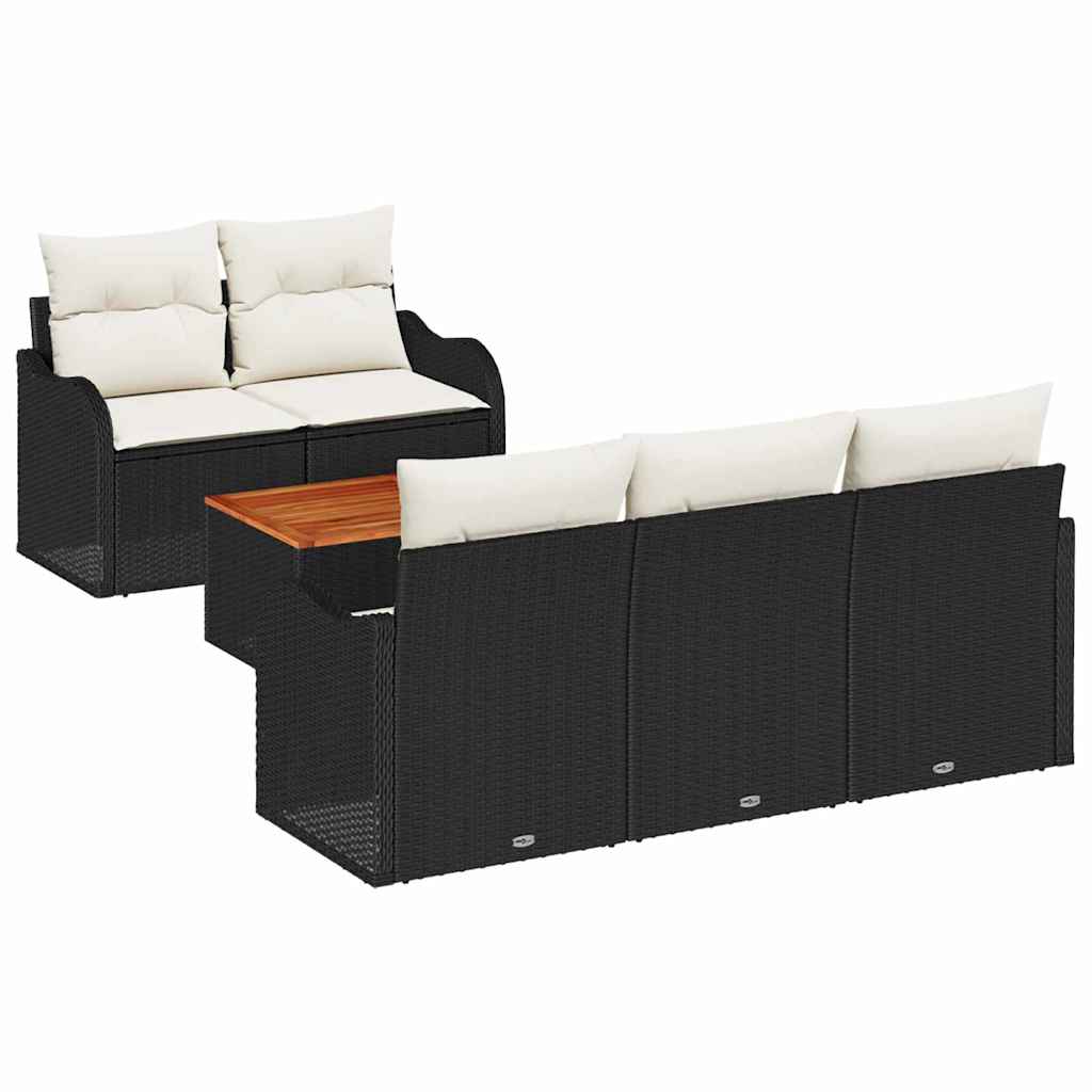 vidaXL Zestaw Sof na Ogród 6 pcs Czarny i kremowy polirattan