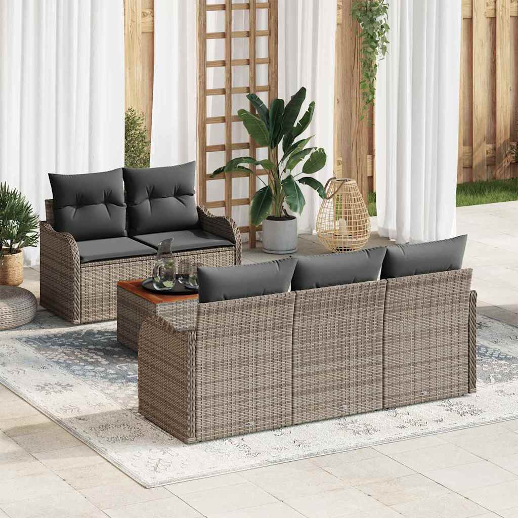 vidaXL Zestaw Sof na Ogród z przechowywaniem 6 pcs Szary polirattan