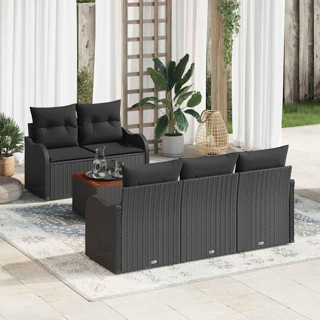 vidaXL Zestaw Sof na Ogród z przechowywaniem 6 pcs Czarny polirattan