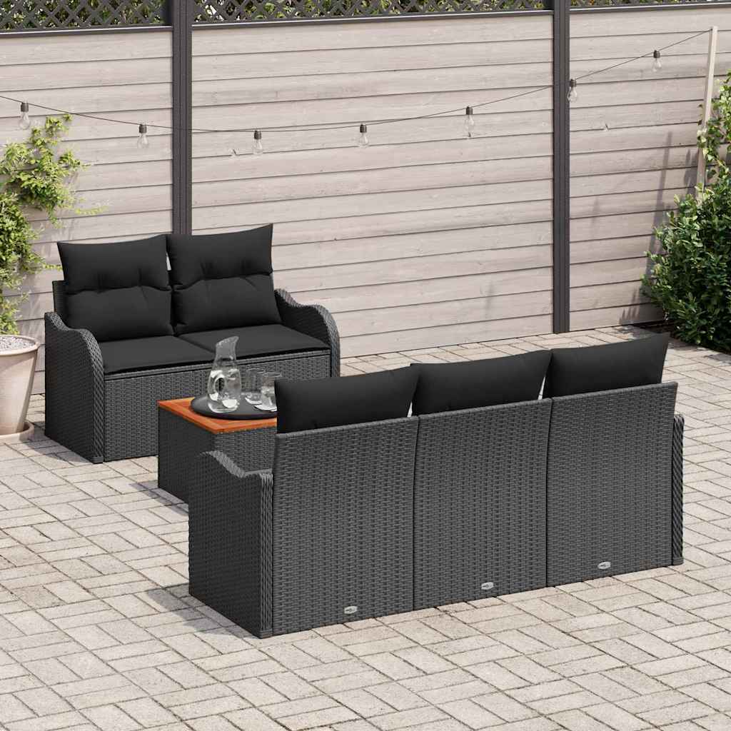 vidaXL Zestaw Sof na Ogród z przechowywaniem 6 pcs Czarny polirattan