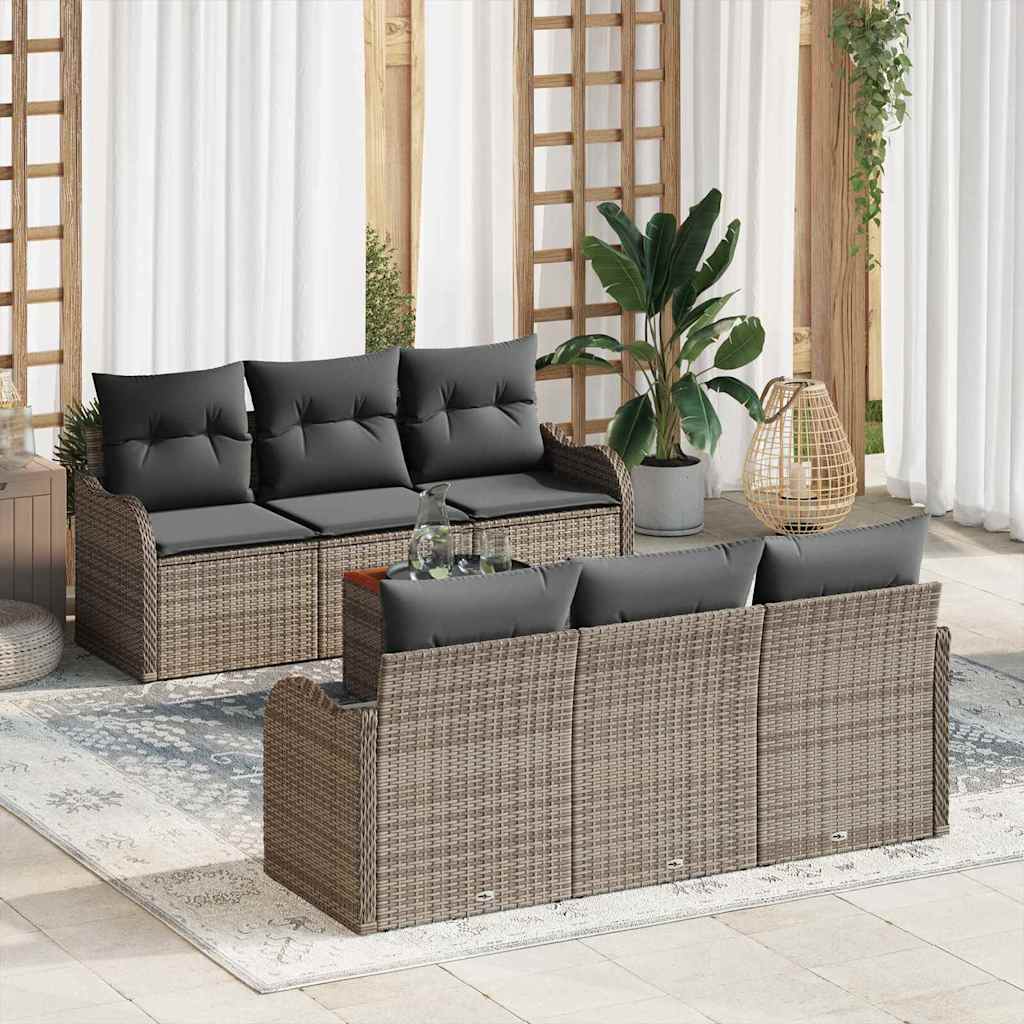 vidaXL Zestaw Sof na Ogród z przechowywaniem 7 pcs Szary polirattan