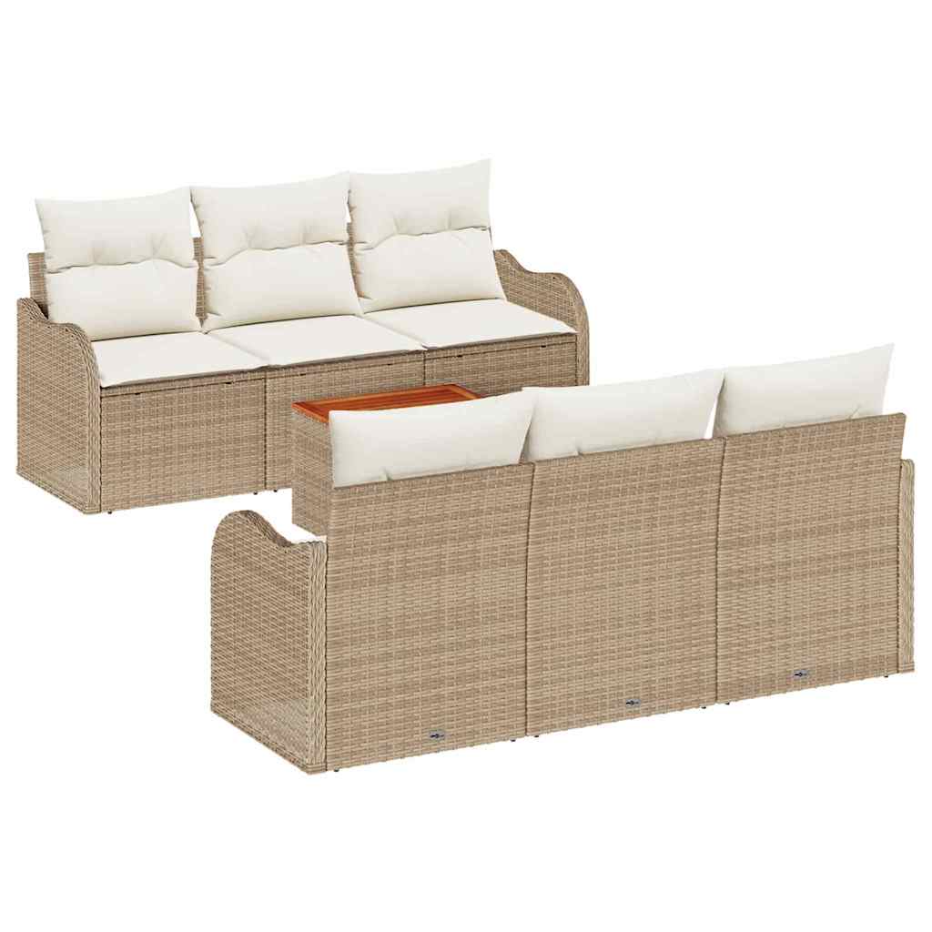 vidaXL Zestaw Sof na Ogród 7 pcs Beżowy i kremowy polirattan