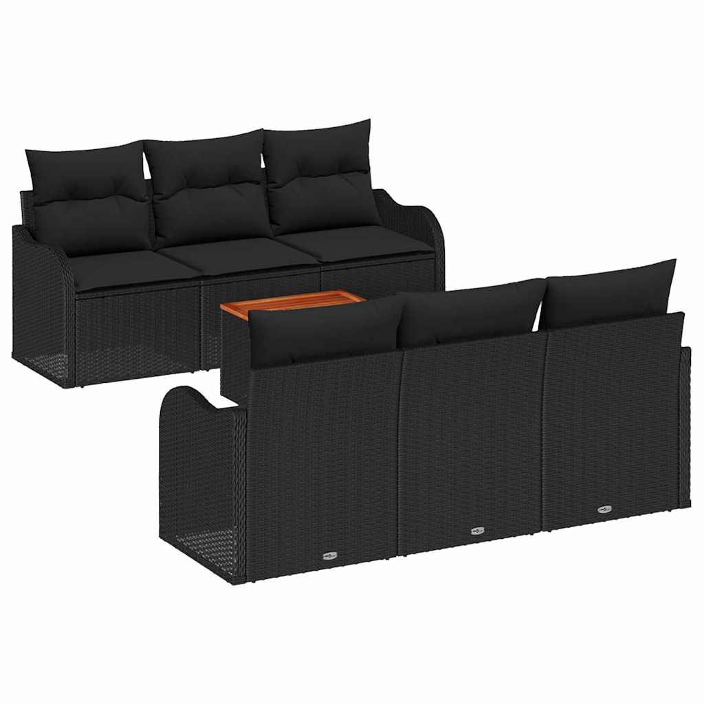 vidaXL Zestaw Sof na Ogród z przechowywaniem 7 pcs Czarny polirattan