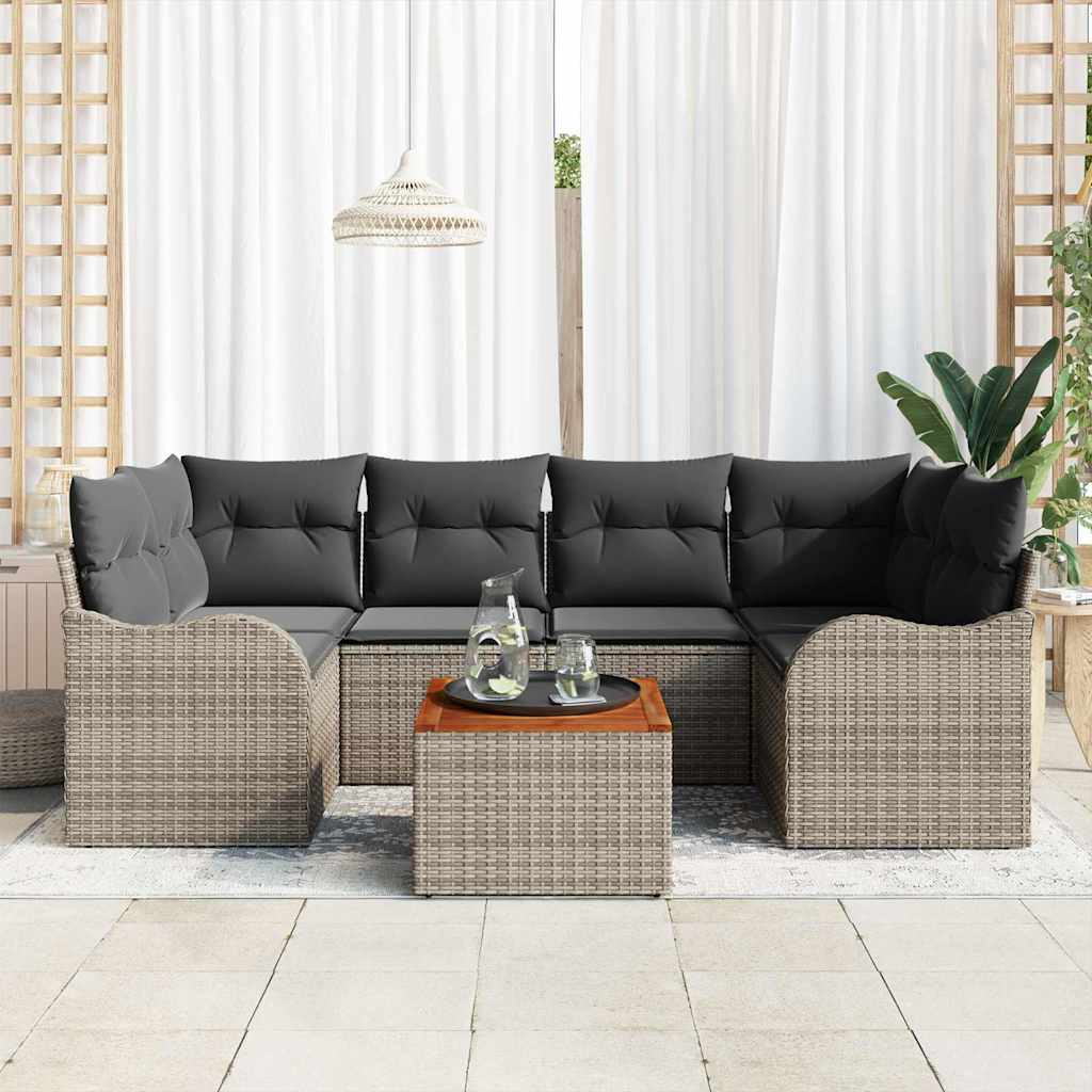 vidaXL Zestaw Sof na Ogród z przechowywaniem 7 pcs Szary polirattan