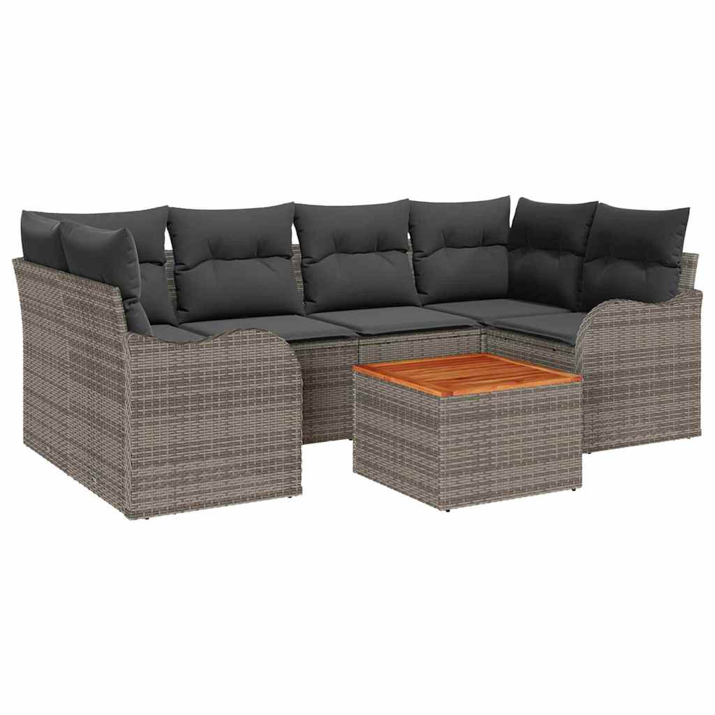vidaXL Zestaw Sof na Ogród z przechowywaniem 7 pcs Szary polirattan