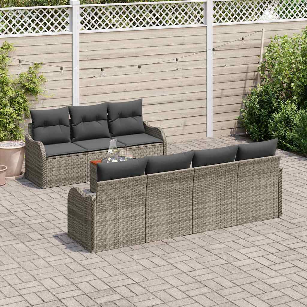 vidaXL Zestaw Sof na Ogród z przechowywaniem 8 pcs Szary polirattan