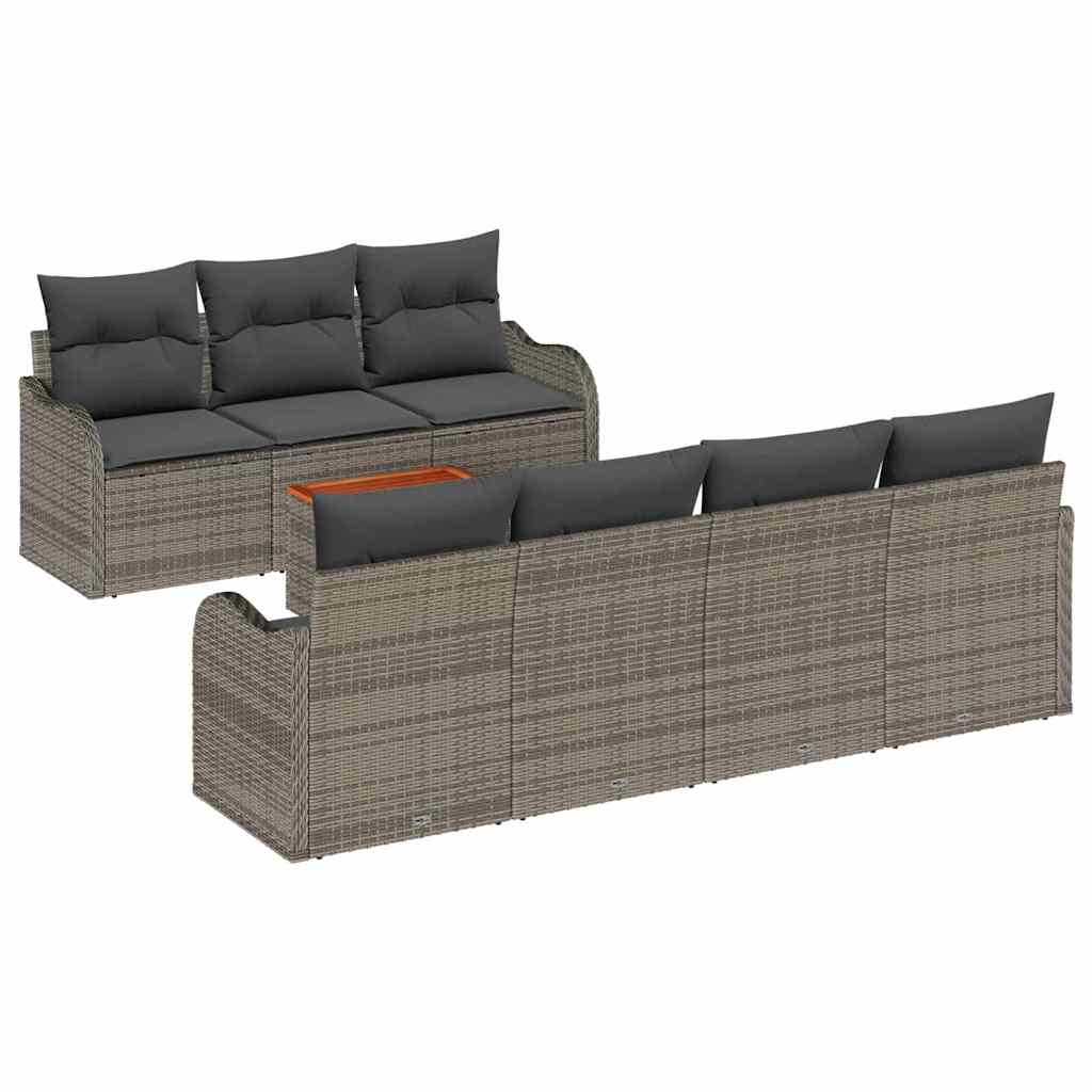 vidaXL Zestaw Sof na Ogród z przechowywaniem 8 pcs Szary polirattan