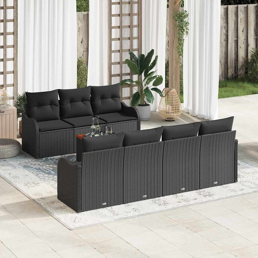 vidaXL Zestaw Sof na Ogród z przechowywaniem 8 pcs Czarny polirattan