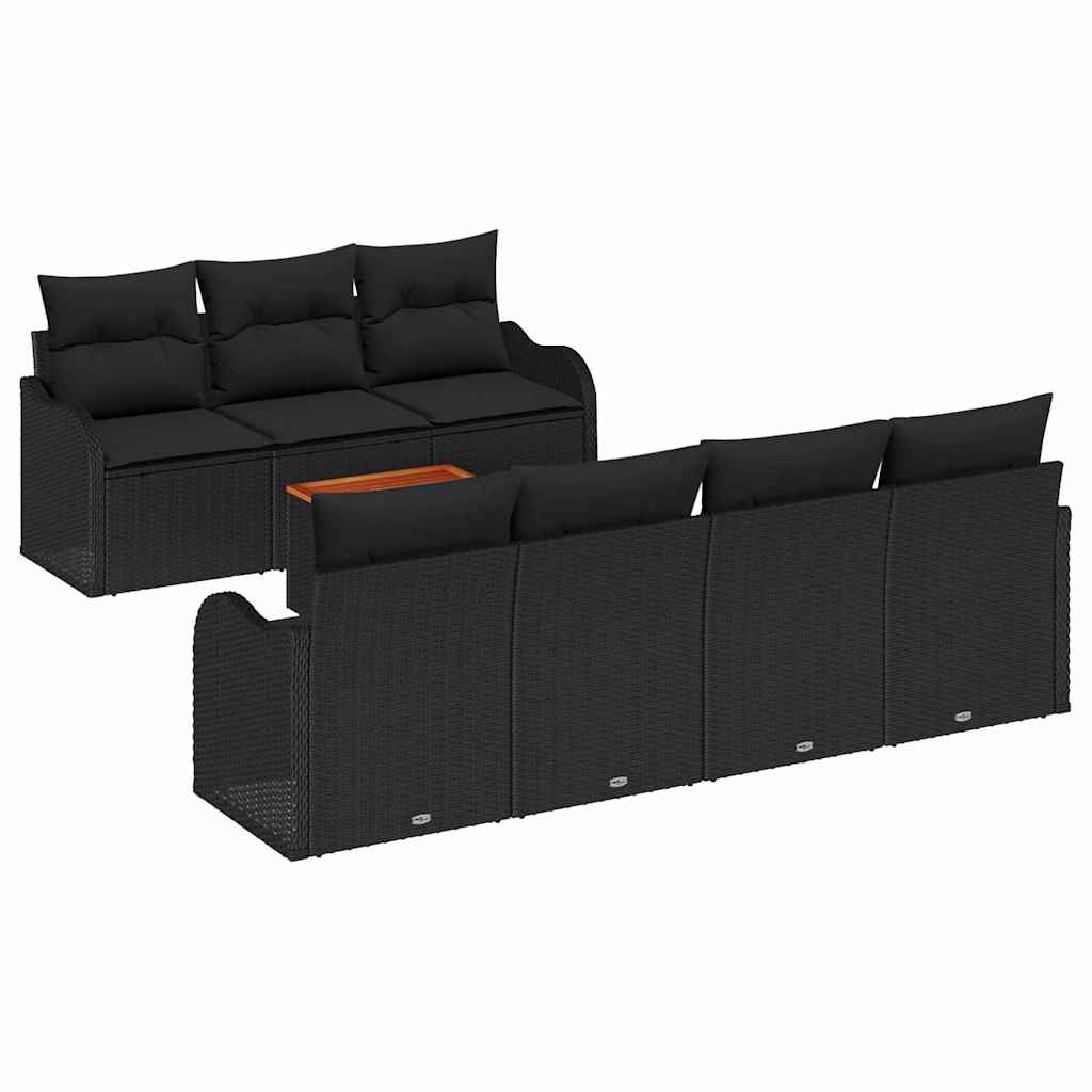 vidaXL Zestaw Sof na Ogród z przechowywaniem 8 pcs Czarny polirattan