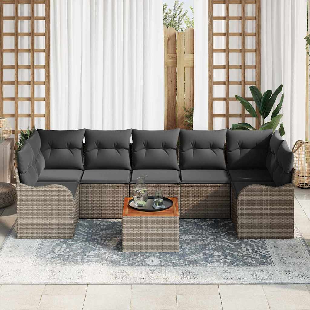 vidaXL Zestaw Sof na Ogród z przechowywaniem 8 pcs Szary polirattan