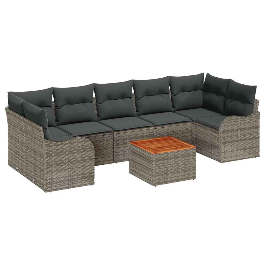 vidaXL Zestaw Sof na Ogród z przechowywaniem 8 pcs Szary polirattan