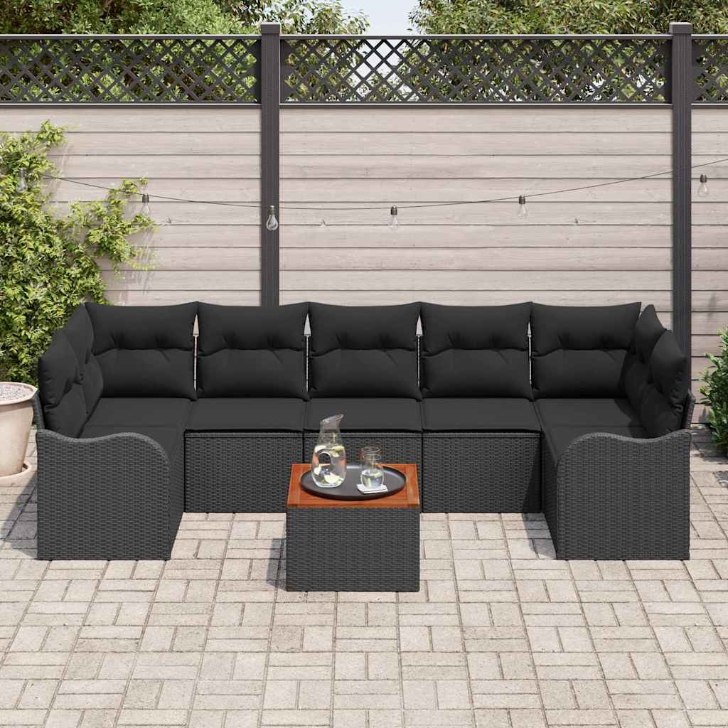 vidaXL Zestaw Sof na Ogród z przechowywaniem 8 pcs Czarny polirattan