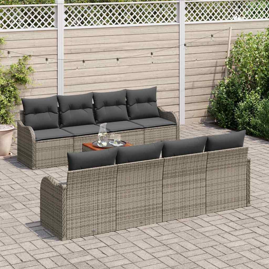 vidaXL Zestaw Sof na Ogród z przechowywaniem 9 pcs Szary polirattan