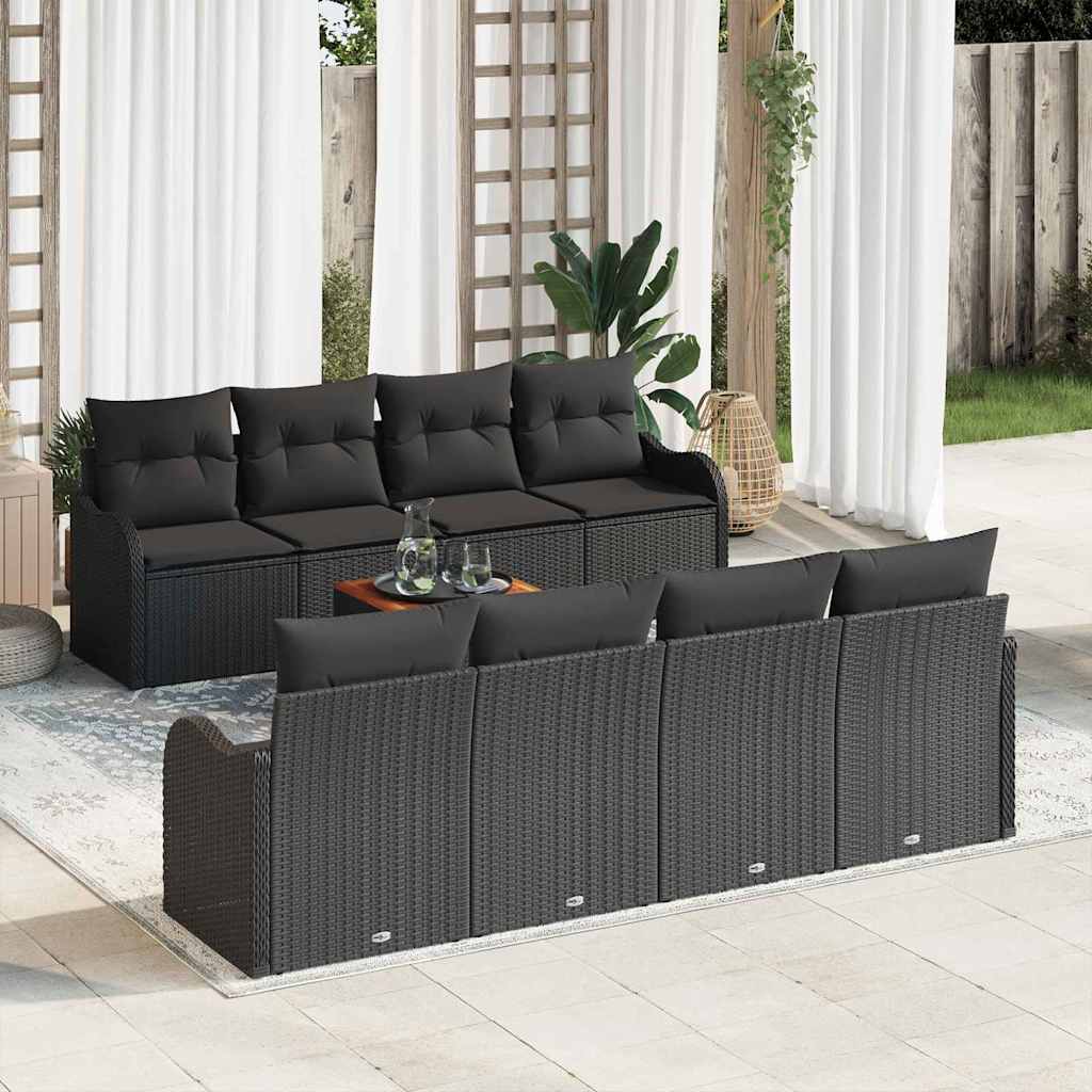 vidaXL Zestaw Sof na Ogród z przechowywaniem 9 pcs Czarny polirattan