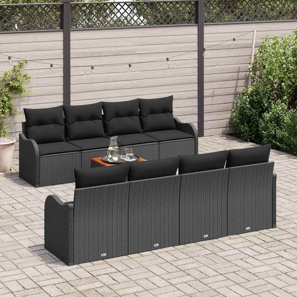 vidaXL Zestaw Sof na Ogród z przechowywaniem 9 pcs Czarny polirattan