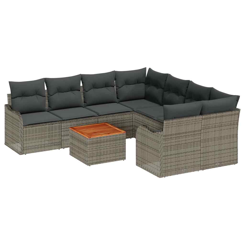 vidaXL Zestaw Sof na Ogród z przechowywaniem 9 pcs Szary polirattan