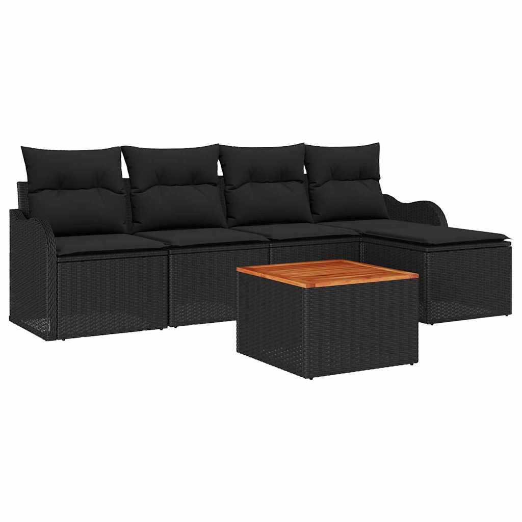 vidaXL Zestaw Sof na Ogród z przechowywaniem 6 pcs Czarny polirattan
