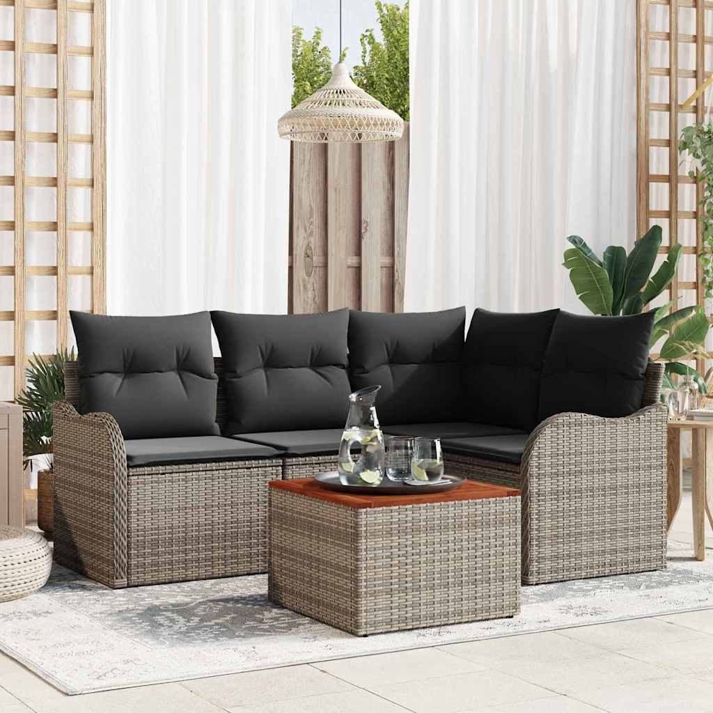 vidaXL Zestaw Sof na Ogród z przechowywaniem 5 pcs Szary polirattan