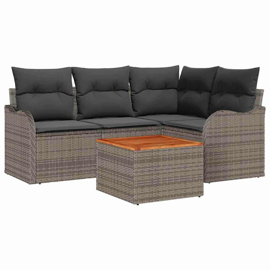 vidaXL Zestaw Sof na Ogród z przechowywaniem 5 pcs Szary polirattan