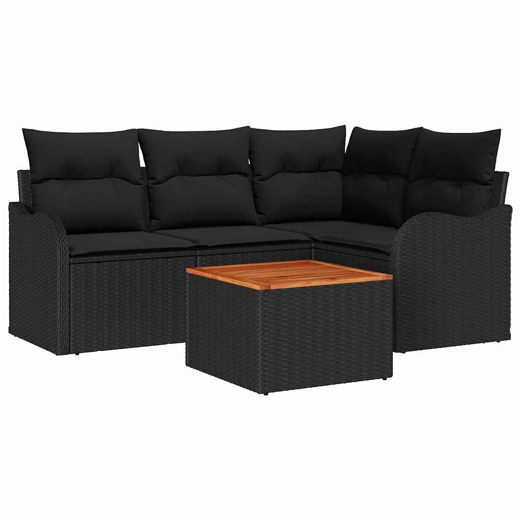 vidaXL Zestaw Sof na Ogród z przechowywaniem 5 pcs Czarny polirattan