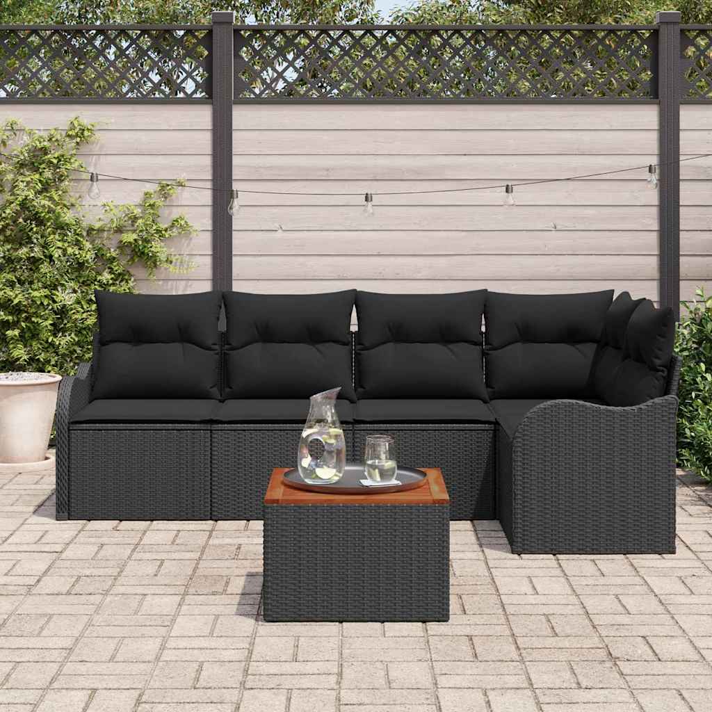 vidaXL Zestaw Sof na Ogród z przechowywaniem 6 pcs Czarny polirattan