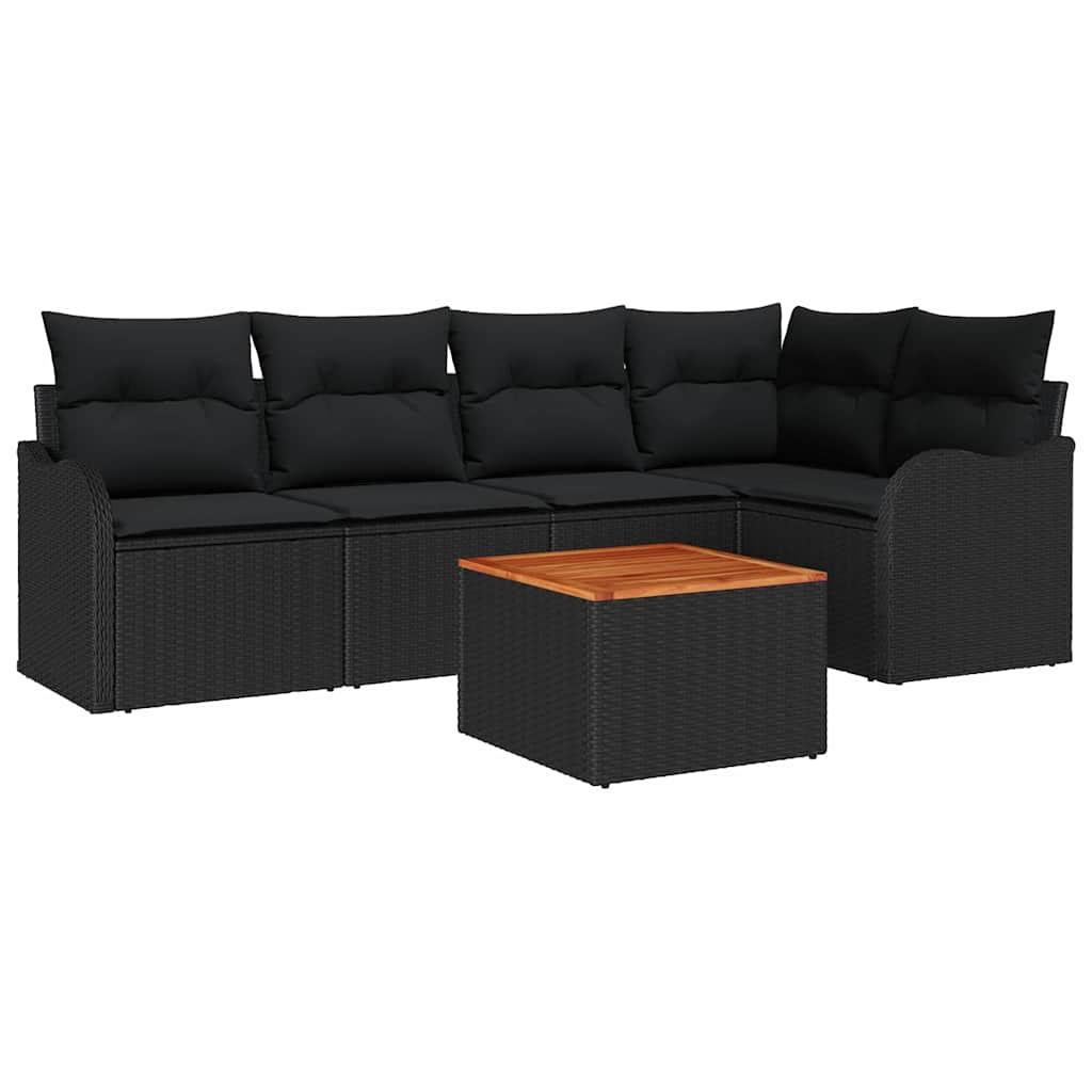 vidaXL Zestaw Sof na Ogród z przechowywaniem 6 pcs Czarny polirattan